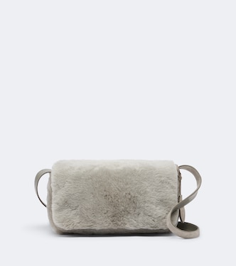 Borsa a tracolla Medium in shearling | Brunello Cucinelli