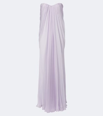 Draped silk chiffon bustier gown | McQueen