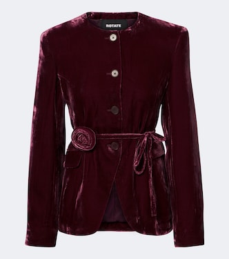 Blazer de terciopelo con aplique floral | Rotate