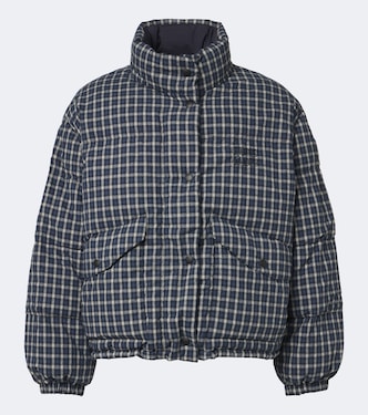 Reversible cotton flannel down jacket | Miu Miu