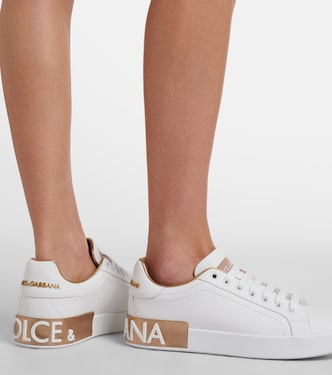 DOLCE＆GABBANA フレアコーティングデニム ホワイト オフホワイト Portofino leather sneakers in white - Dolce Gabbana | Mytheresa