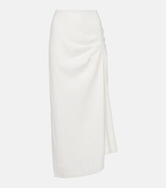 Dorian ruched linen-blend maxi skirt | SIR