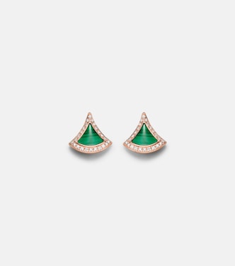 Divas' Dream 18kt rose gold earrings with malachite and diamonds | Bvlgari