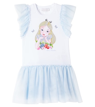 Cotton-blend jersey and tulle dress | Monnalisa