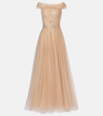 Robe longue Shayla en tulle à ornements | Jenny Packham