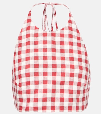 Marseille gingham linen crop top | Asceno