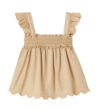 Ruffled scalloped cotton top | Zimmermann Kids