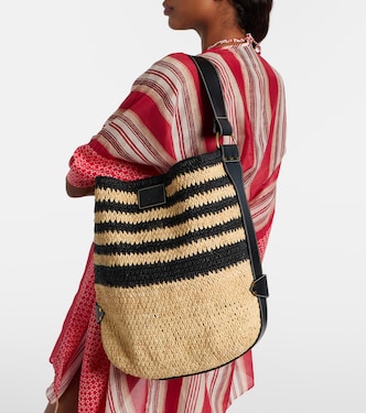 Bayia striped raffia shoulder bag in beige - Isabel Marant | Mytheresa