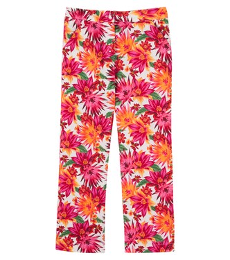 Pantalon droit en coton et lin à fleurs | Tartine et Chocolat