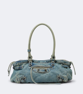 Le City East-West denim shoulder bag | Balenciaga