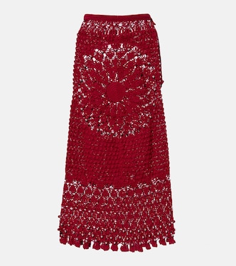 Embellished crochet cotton midi skirt | Rabanne