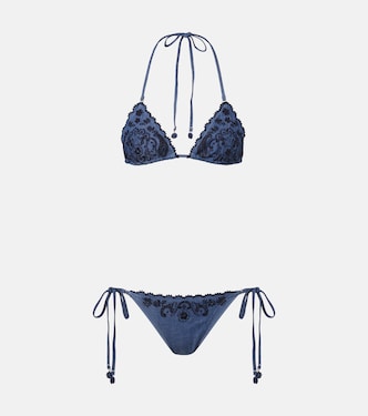 Bestickter Bikini Aster aus Denim | Zimmermann