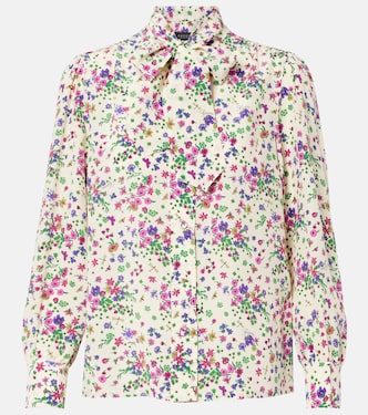 Floral tie-neck silk shirt | Gucci