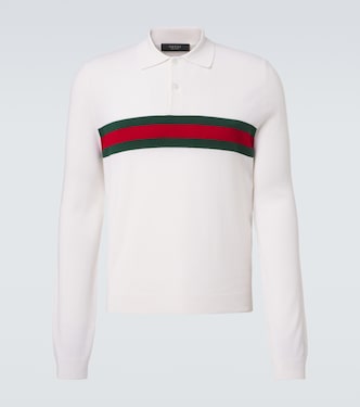 Web Stripe cashmere polo shirt  | Gucci