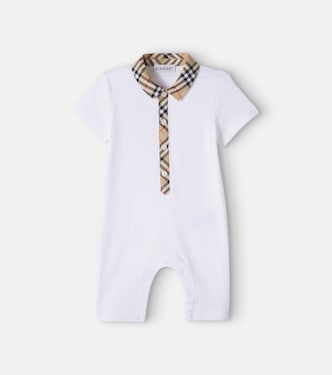 Baby Burberry Check cotton-blend onesie | Burberry Kids
