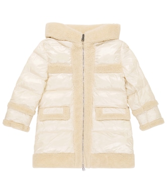 Teddy-trimmed puffer coat | Woolrich Kids