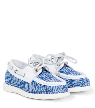 Logo leather-trimmed boat shoes | Moschino Kids