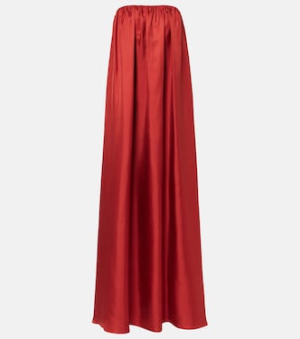 Edda pleated strapless silk gown | Max Mara