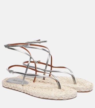 Hydra metallic leather and raffia sandals | Paris Texas