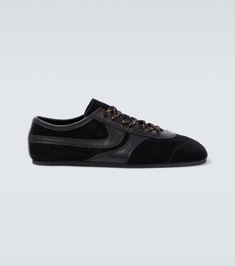 Leather-trimmed suede sneakers | Dries Van Noten