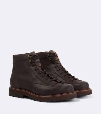 Leather lace-up boots | Brunello Cucinelli