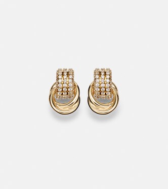 Ohrringe Forme Knot aus 14kt Gelbgold (585/1000) mit Diamanten | Stone and Strand