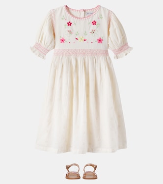 Luna broderie anglaise floral cotton dress in white - Bebe Organic
