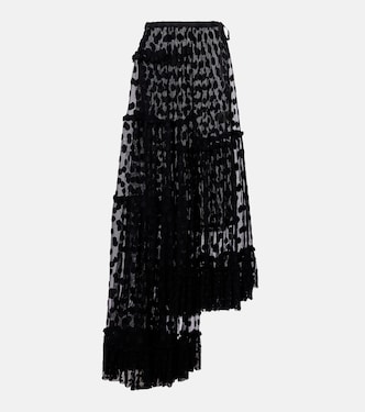Polka-dot asymmetric cotton-blend maxi skirt | Dries Van Noten