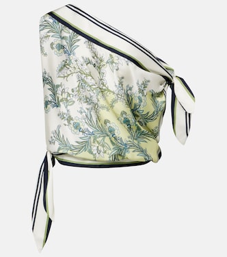 Tari floral one-shoulder twill top | Veronica Beard