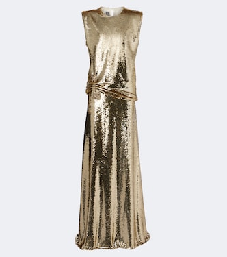 Sequined embellished gathered gown | Monique Lhuillier
