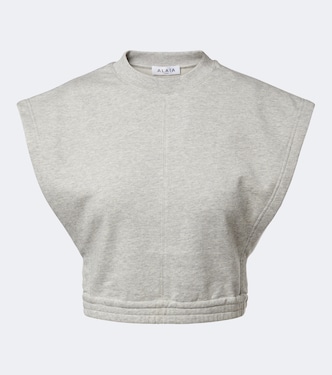 Top cropped in fleece di misto cotone | Alaïa