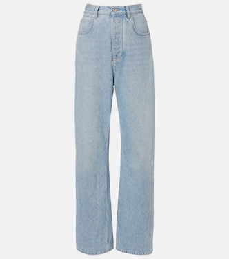 Intrecciato leather-trimmed wide-leg jeans | Bottega Veneta