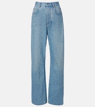 Intrecciato leather-trimmed wide-leg jeans | Bottega Veneta