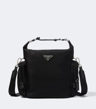 Re-Nylon leather-trimmed shoulder bag | Prada