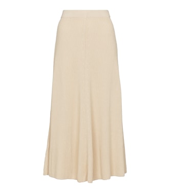 Ribbed-knit cotton midi skirt | Joseph