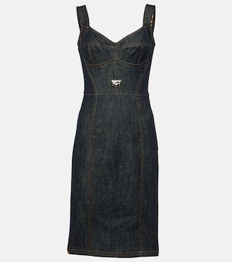 Besticktes Midikleid aus Denim | Dolce&Gabbana