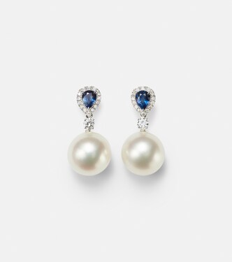 Ohrringe Romance aus 18kt Weißgold (750/1000) mit Diamanten, Saphiren und Perlen | Bucherer Fine Jewellery