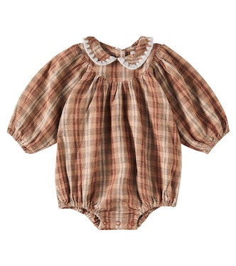 Baby plaid linen-blend bodysuit | Rylee + Cru