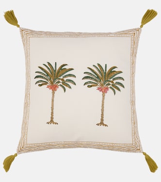 Palms printed cotton cushion | Les-Ottomans