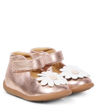 Baby Stand-Up Daisy metallic leather sandals | Pom d'Api