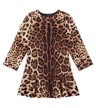 DG leopard-print wool crêpe dress | Dolce&Gabbana Kids