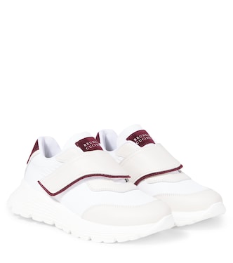 Leather-trimmed sneakers | Brunello Cucinelli Kids