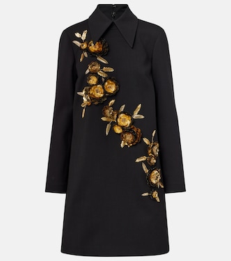 Embellished wool-blend shift dress | Carolina Herrera