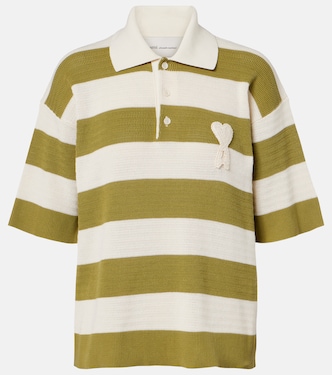 Ami de Cœur striped cotton polo shirt | Ami Paris