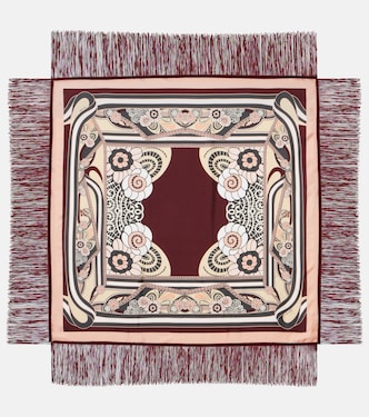 Fringed printed silk twill scarf | La DoubleJ
