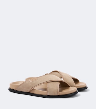 Leather-trimmed suede sandals | Brioni