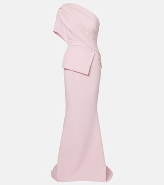 Elyna draped one-shoulder crêpe gown | Safiyaa