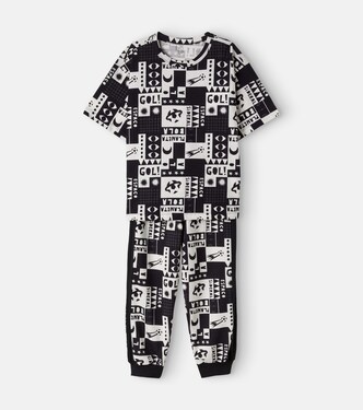 Printed cotton jersey T-shirt and sweatpants set | Fábula