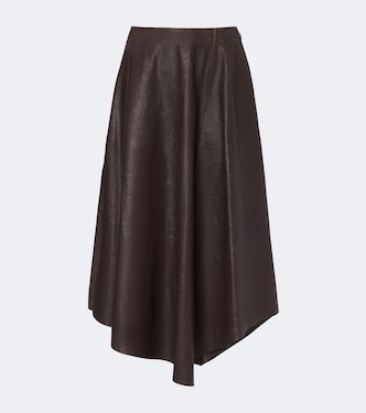 Cecilie asymmetric leather midi skirt | Ralph Lauren Collection