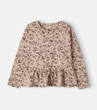 Carolina floral gathered cotton-blend top | Wheat